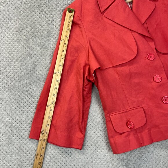 Larry Levine Womens Coral Swing Jacket Cropped Linen-Blend Blazer 3/4 Sleeve XL - Picture 10 of 12